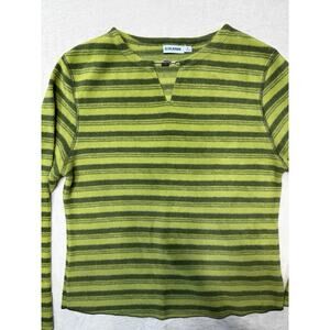 Baleno Moss Stripe Fleece Pullover Urban Utility Soft Knit Cozy Layer SZ L